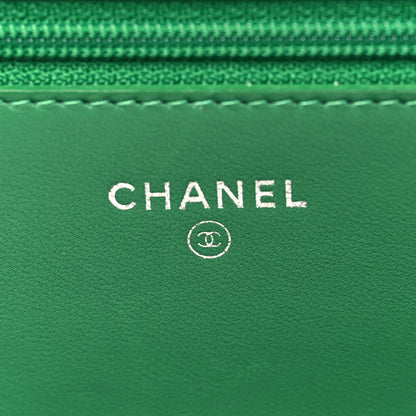Chanel Lambskin Quilted Boy Wallet On Chain WOC Green 6 of 11