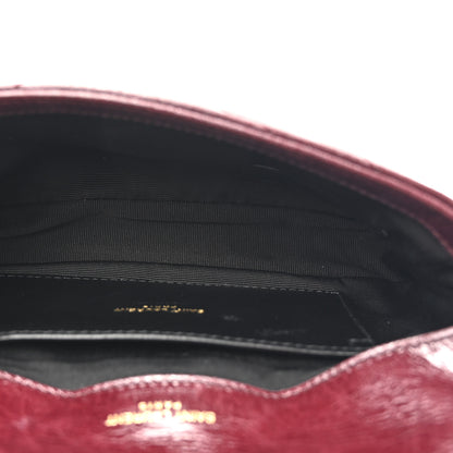 Saint Laurent Shiny Calfskin Matelasse Chevron Monogram Mini College Bag Deep Hot Wine 5 of 10