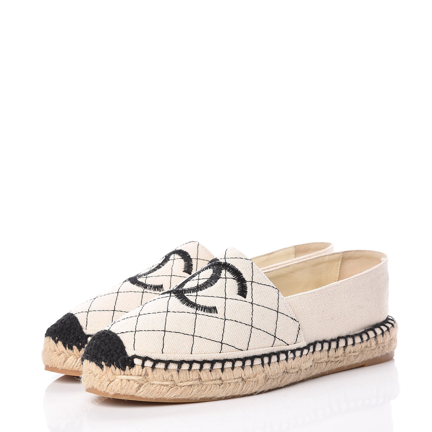 Fabric Biarritz CC Espadrilles 37 Beige Black