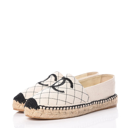Chanel Fabric Biarritz CC Espadrilles 37 Beige Black 3 of 11