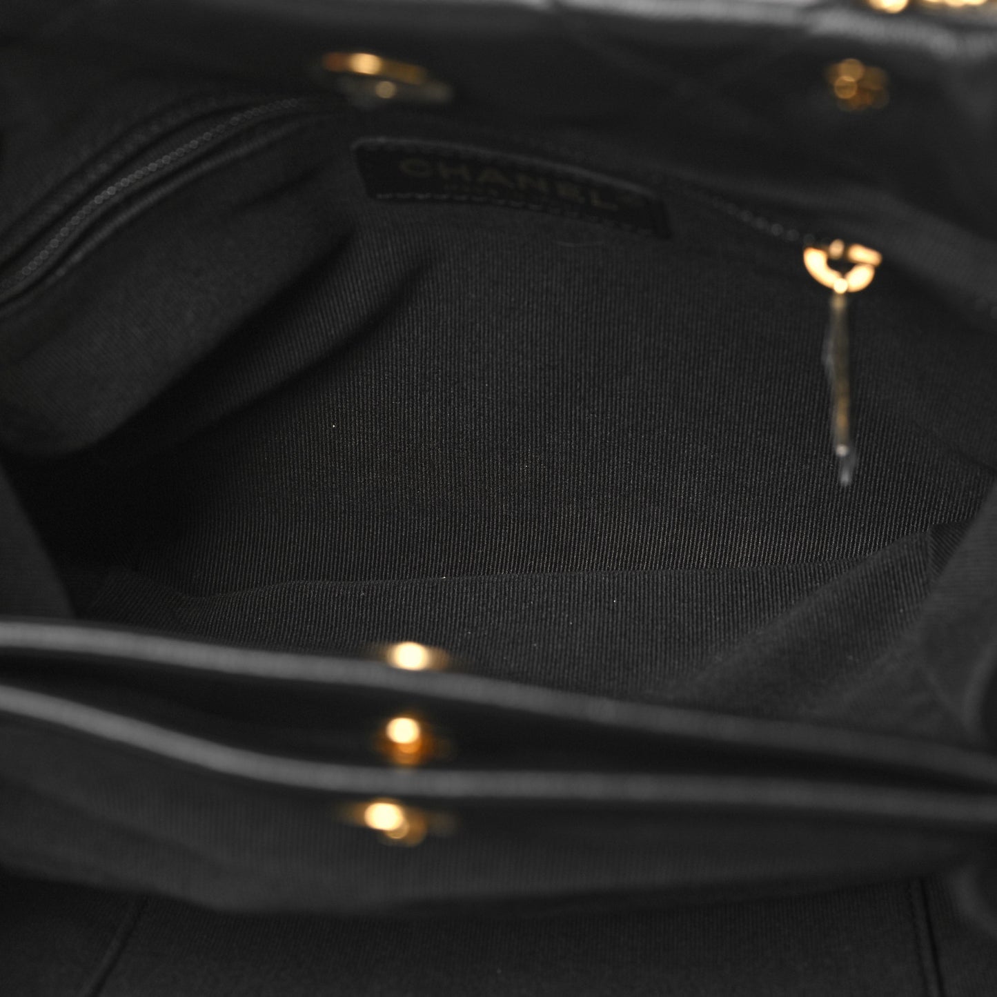 Lambskin Quilted Small Shopping Bag Black