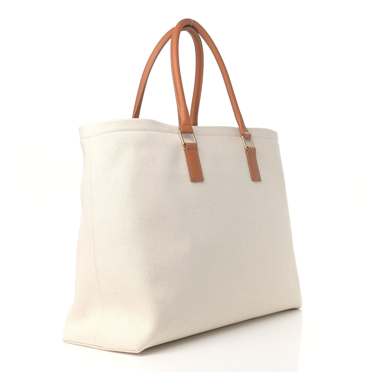 Celine Canvas Calfskin Horizontal Cabas Natural Tan 3 of 12