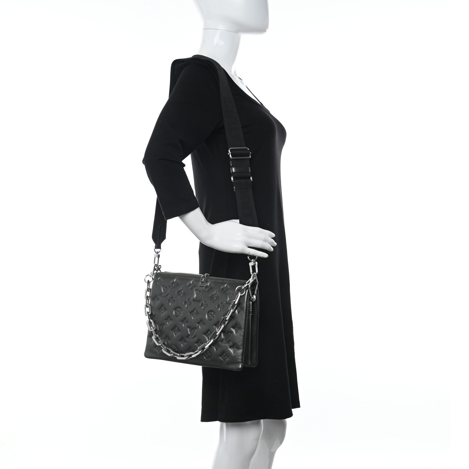 Louis Vuitton Lambskin Embossed Monogram Coussin PM Anthracite 2 of 11