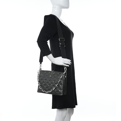 Louis Vuitton Lambskin Embossed Monogram Coussin PM Anthracite 2 of 11
