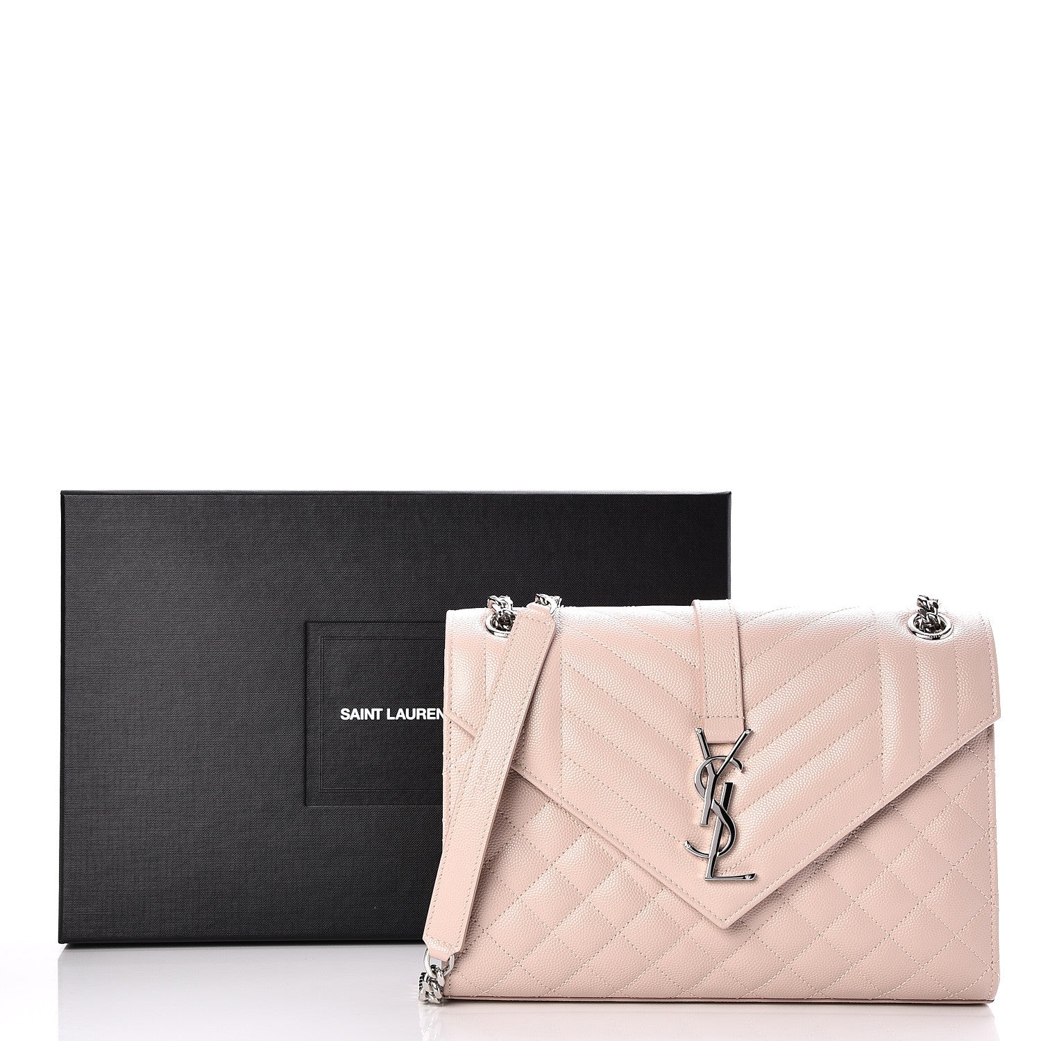 Saint Laurent Grain De Poudre Textured Mixed Matelasse Medium Triquilt Monogram Satchel Marble Pink 8 of 8
