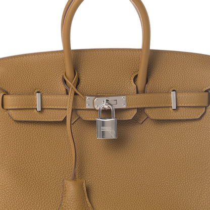 Hermes Togo Verso Birkin 25 Bronze Dore Bleu Brume 8 of 11