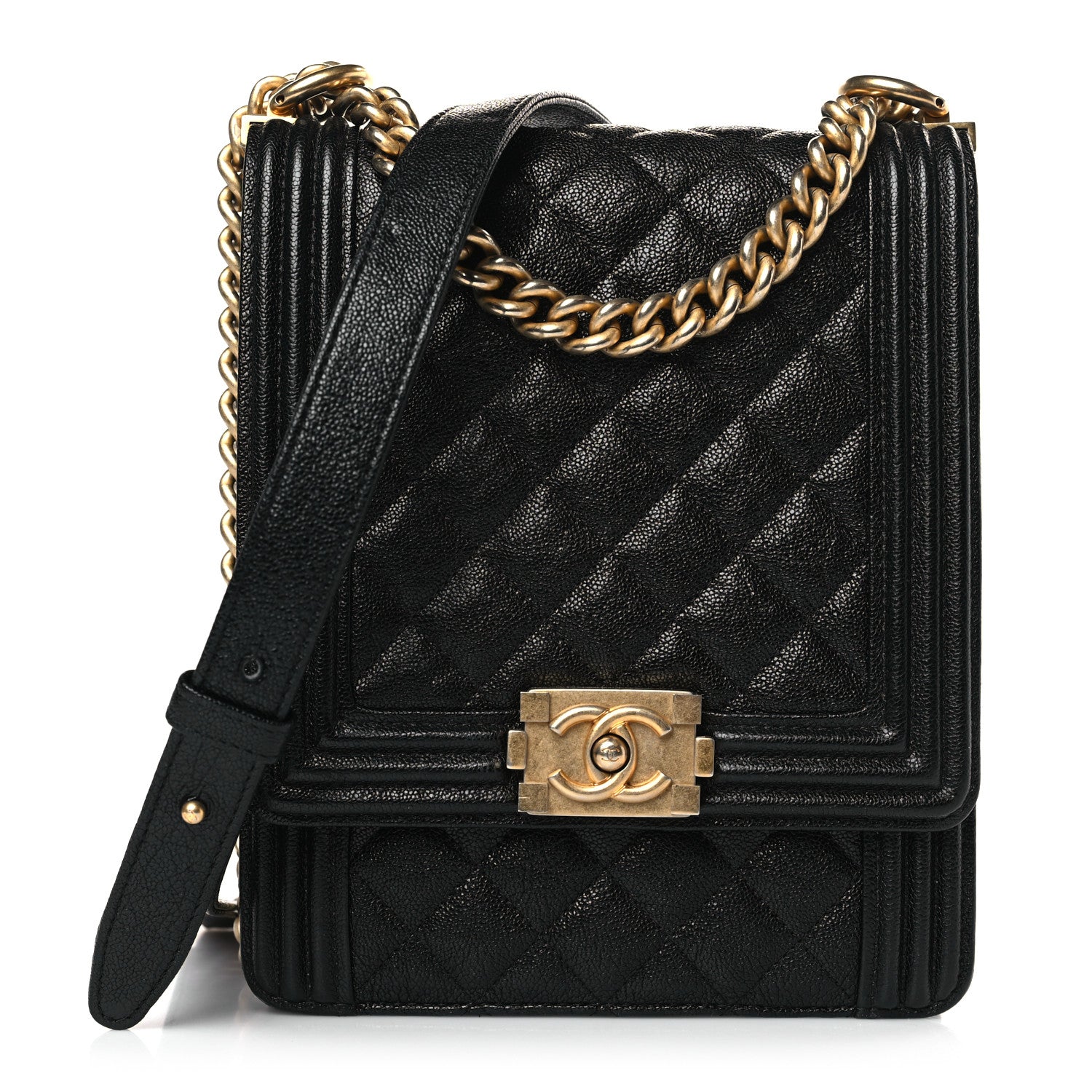 Chanel Caviar Quilted North South Boy Flap Black 1 of 9
