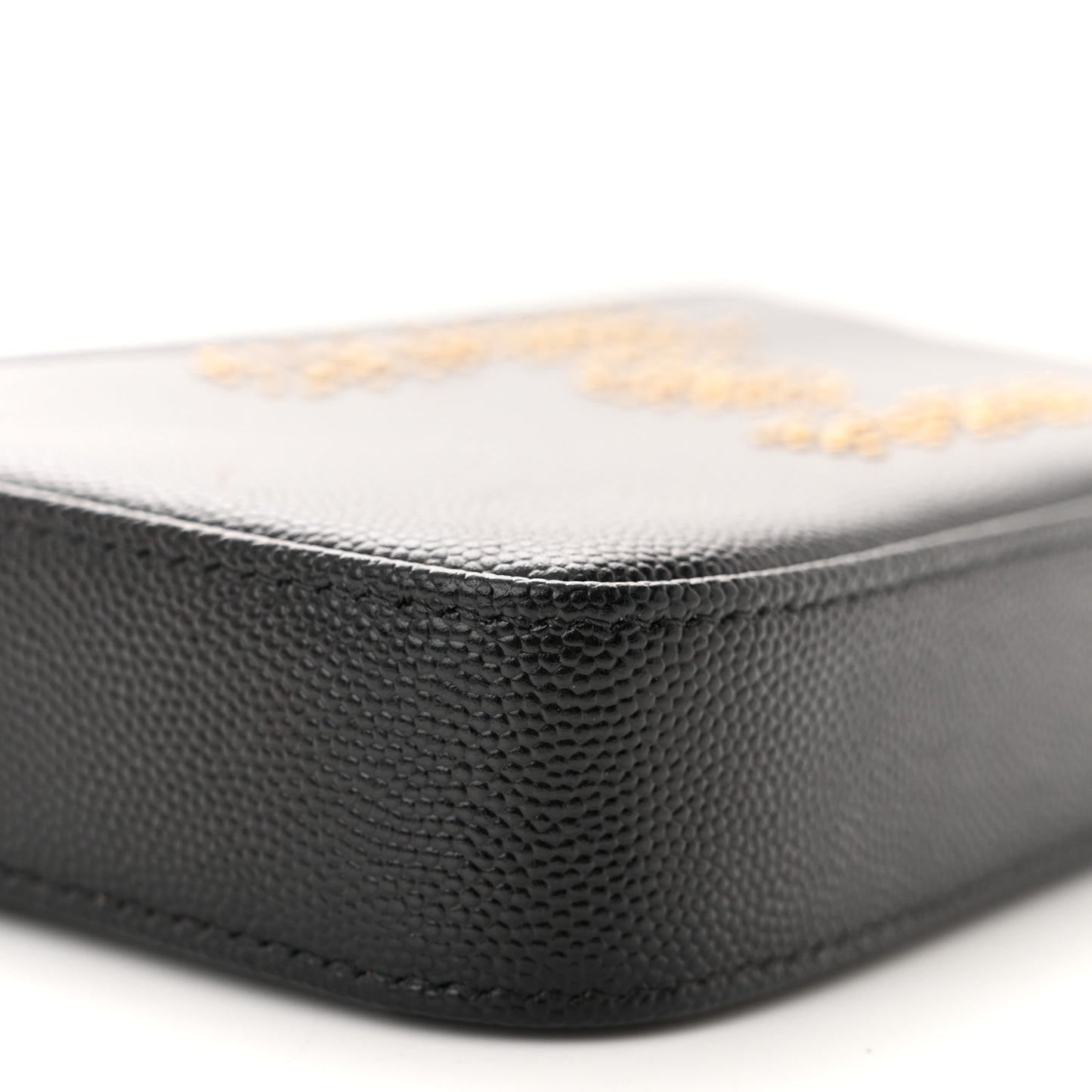 Caviar Studded Small Deauville Clutch With Chain Black
