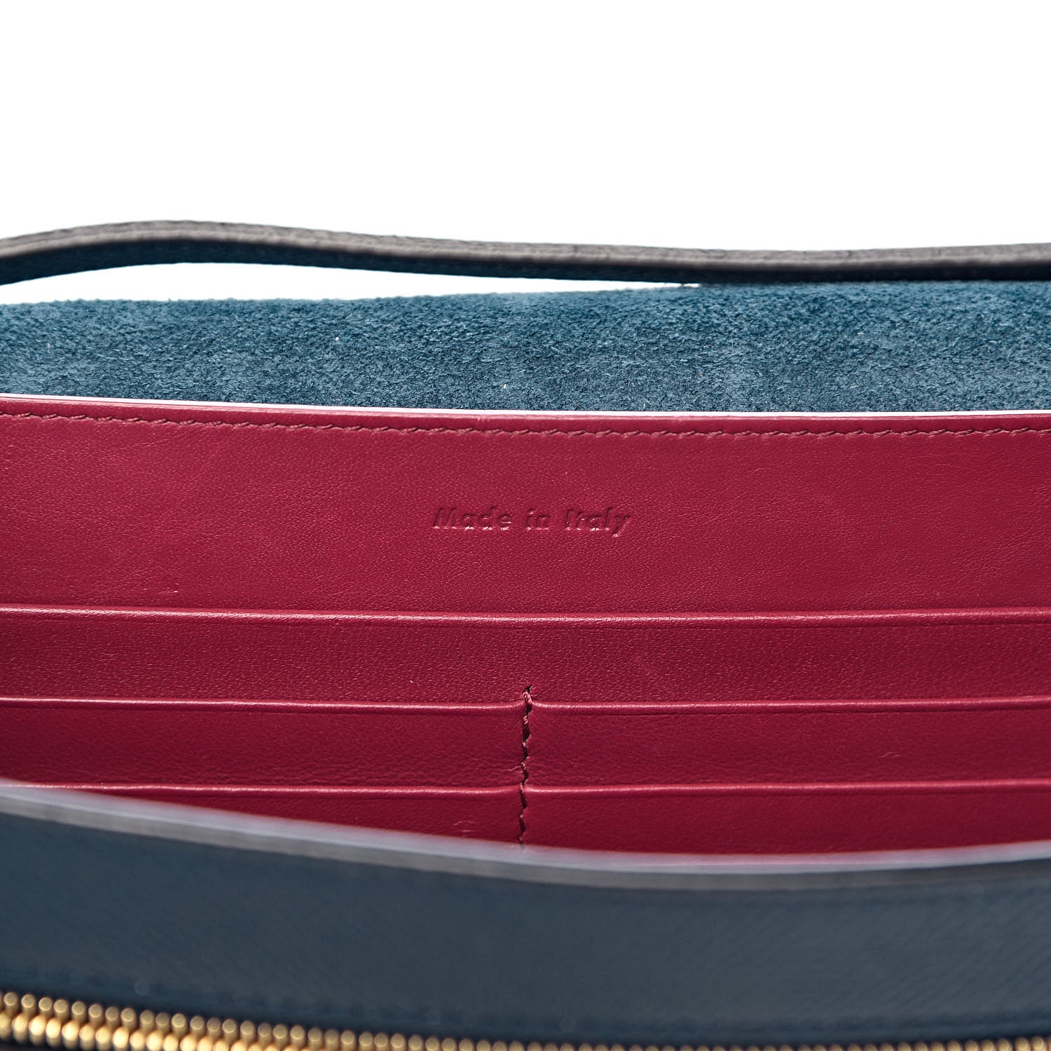 Celine Grained Calfskin Clutch On Strap Bag Steel Blue 6 of 9