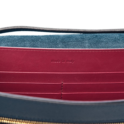 Celine Grained Calfskin Clutch On Strap Bag Steel Blue 6 of 9