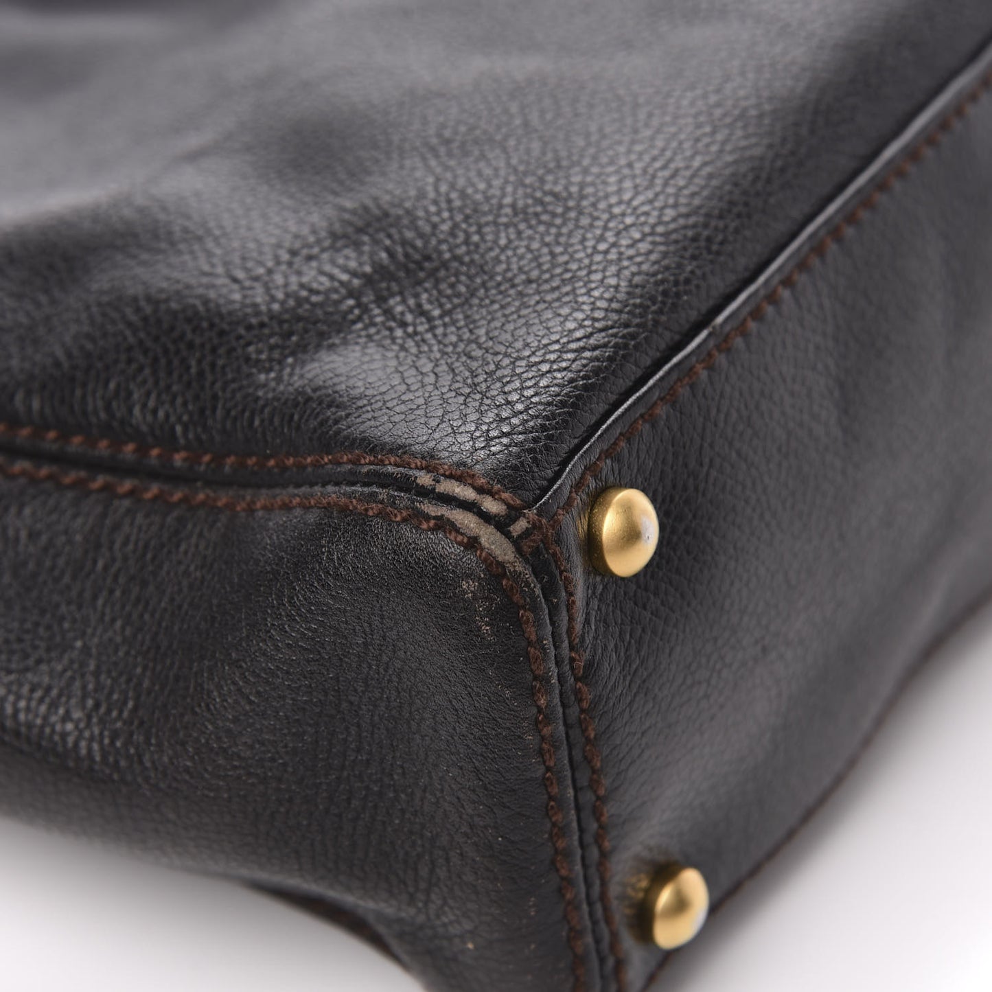 Calfskin Wood Chain Tote Black