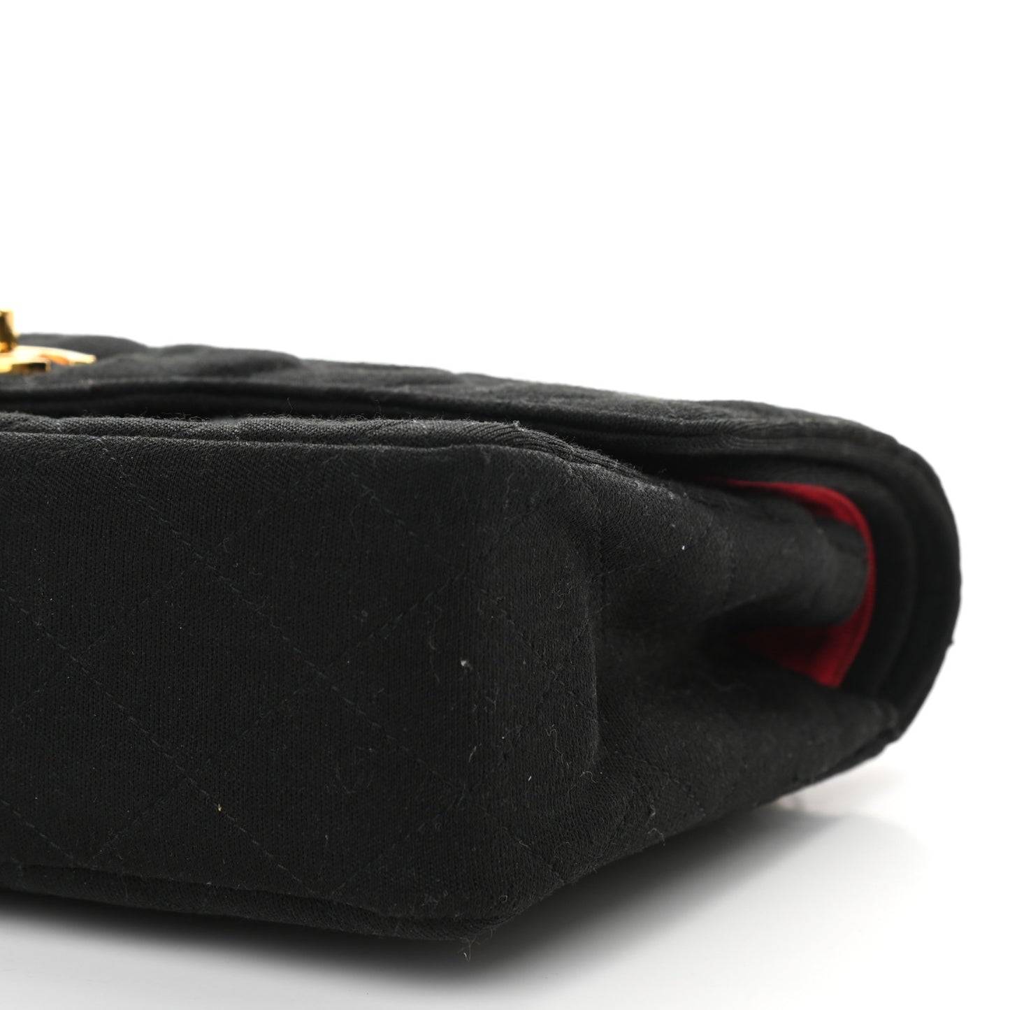 Jersey Quilted Medium Bijoux Chain Double Flap Black