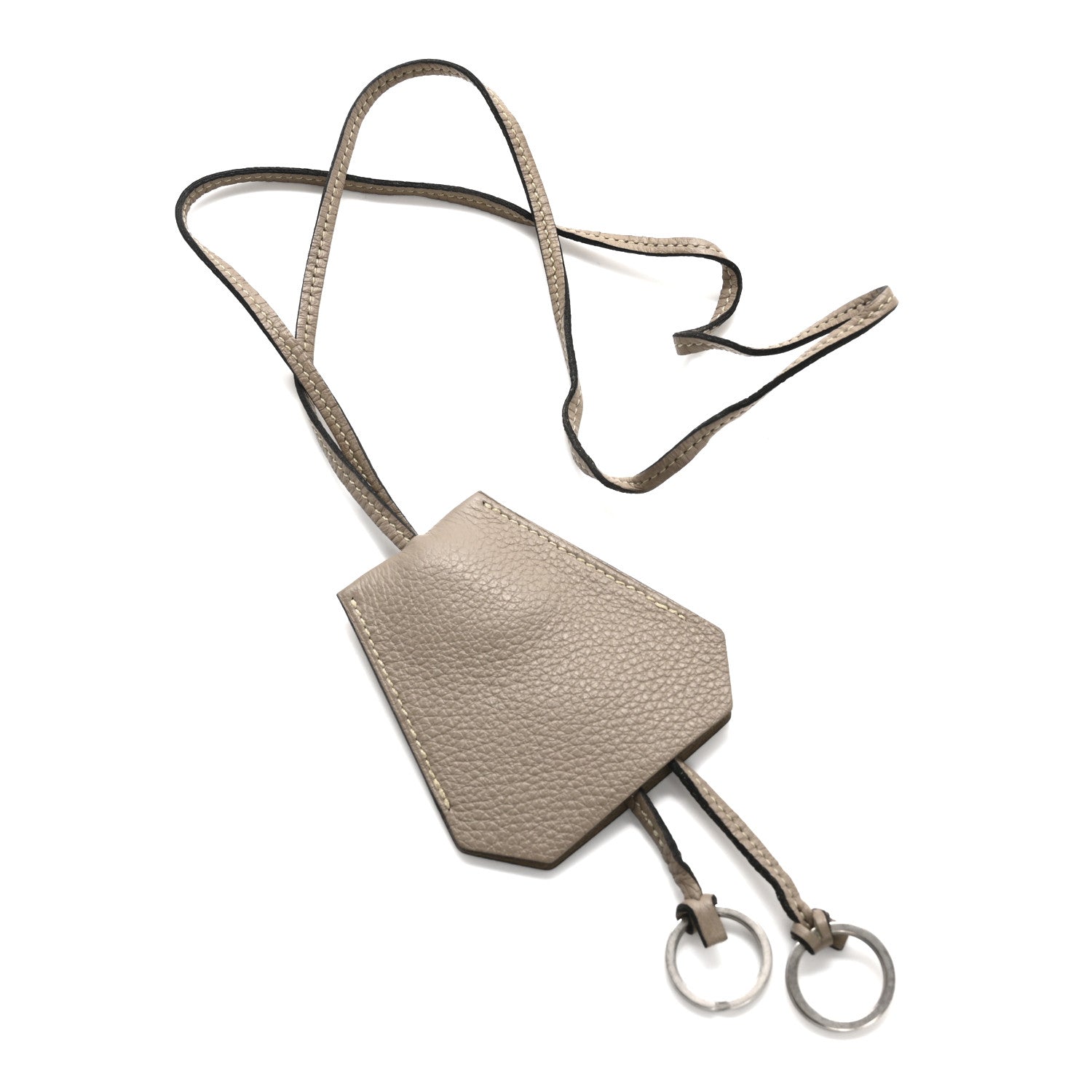 Hermes Taurillon Clemence Clochette Long Necklace Gris Tourterelle 5 of 7