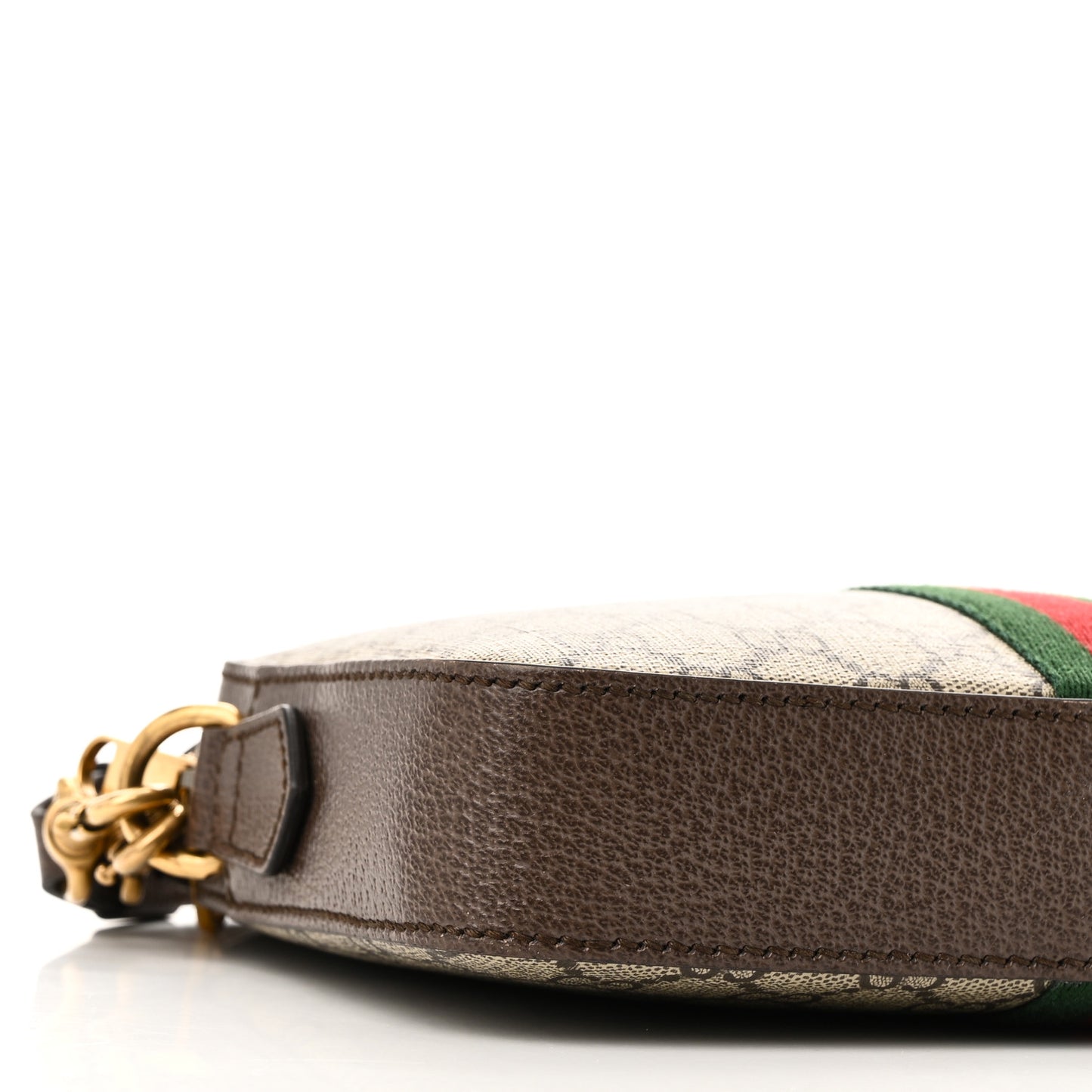 GG Supreme Monogram Textured Dollar Calfskin Web Ophidia Wristlet Shoulder Bag Beige Ebony New Acero