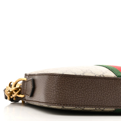 Gucci GG Supreme Monogram Textured Dollar Calfskin Web Ophidia Wristlet Shoulder Bag Beige Ebony New Acero 8 of 9