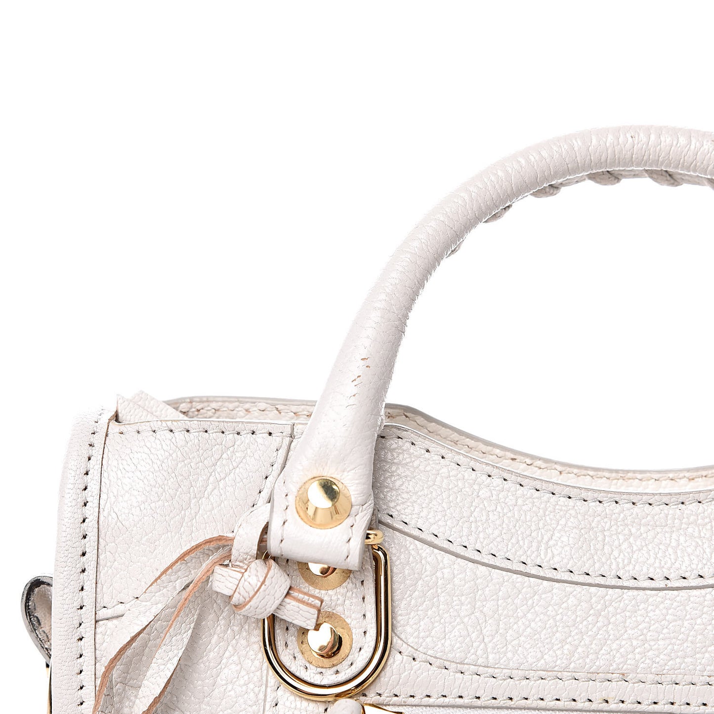 Chevre Gold Metallic Edge Hardware Mini City White