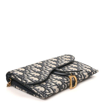 Christian Dior Oblique Saddle Chain Long Wallet Blue 3 of 10