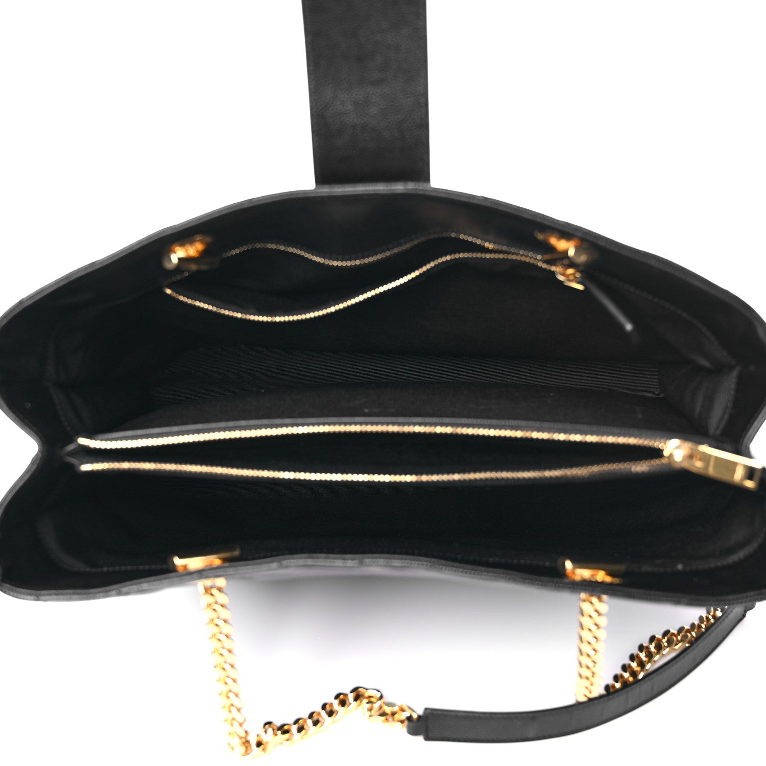 Saint Laurent Grain De Poudre Matelasse Chevron Monogram Shopping Bag Black 5 of 18