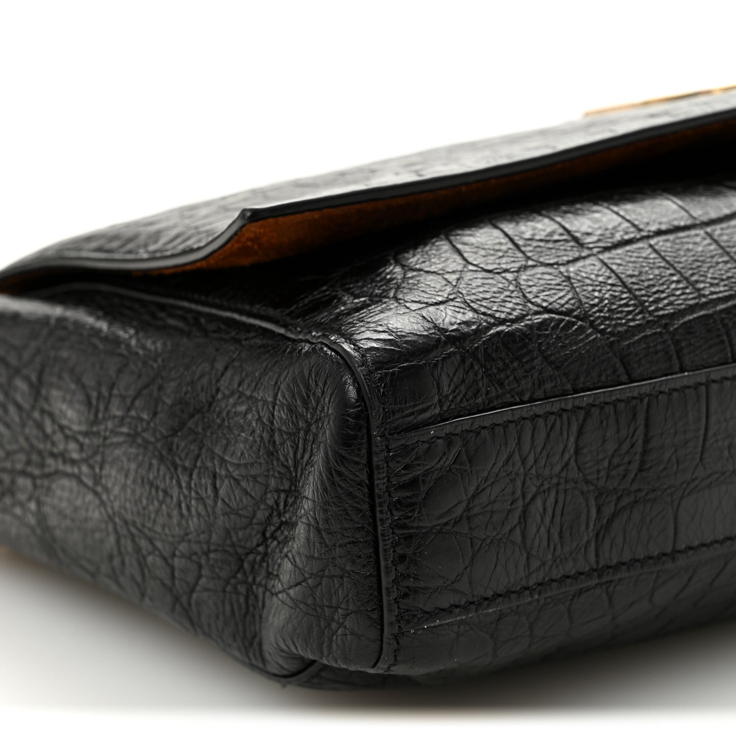 Calfskin Crocodile Embossed Suede Medium Reversible Monogram Kate Satchel Military Taupe