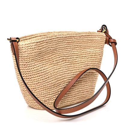 Loewe Calfskin Raffia Paulas Ibiza Pochette Bag Natural Tan 3 of 10