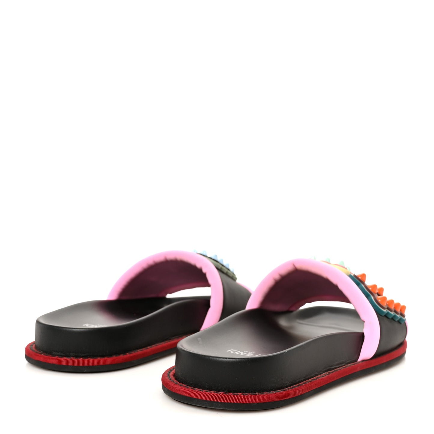 Vitello Studded Fun Fair Slide Sandals 38 Black Multicolor
