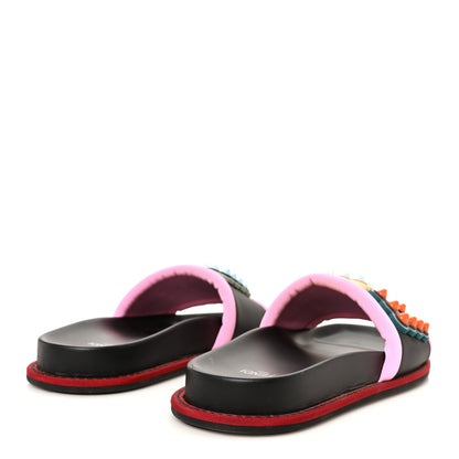 Fendi Vitello Studded Fun Fair Slide Sandals 38 Black Multicolor 5 of 9