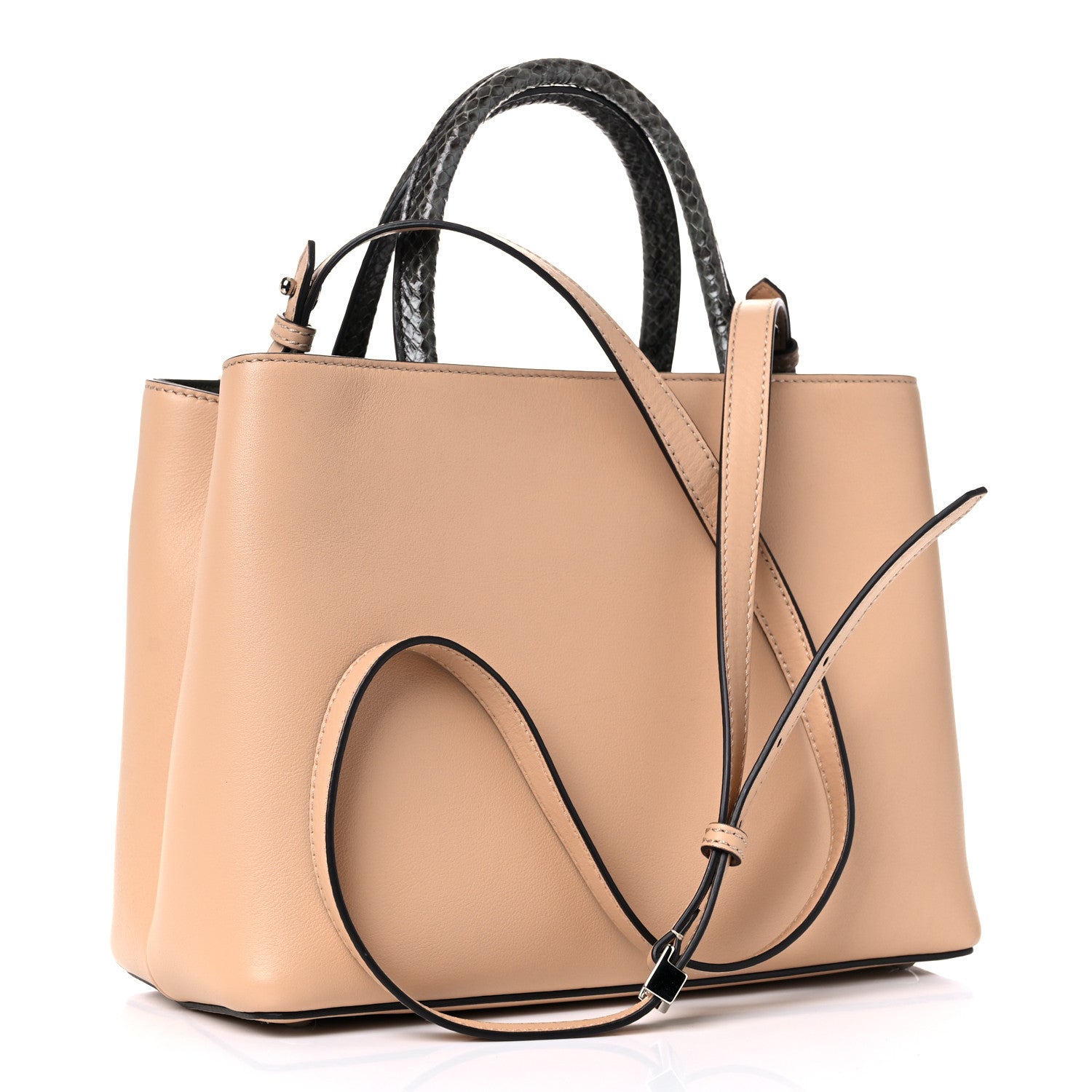 Fendi Vitello Dolce Elaphe Petite 2Jours Tote Beige 3 of 9