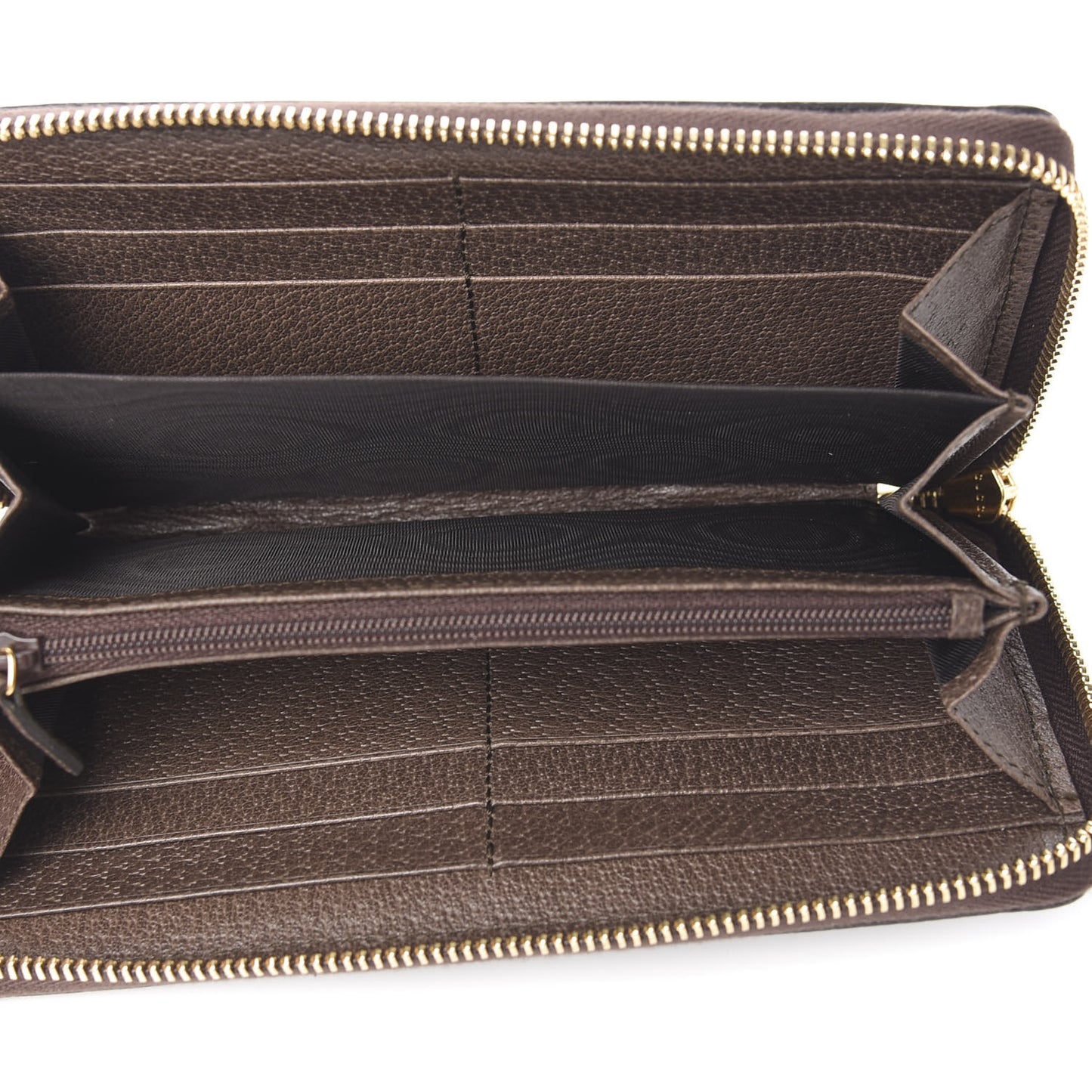 GG Supreme Monogram Web Ophidia Zip Around Wallet Brown