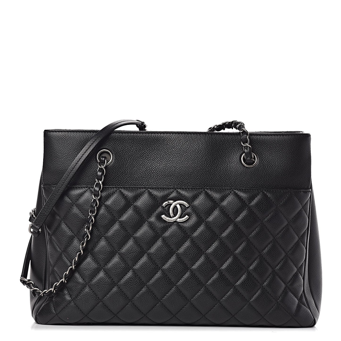 Caviar Quilted Urban Companion Shopping Tote Black