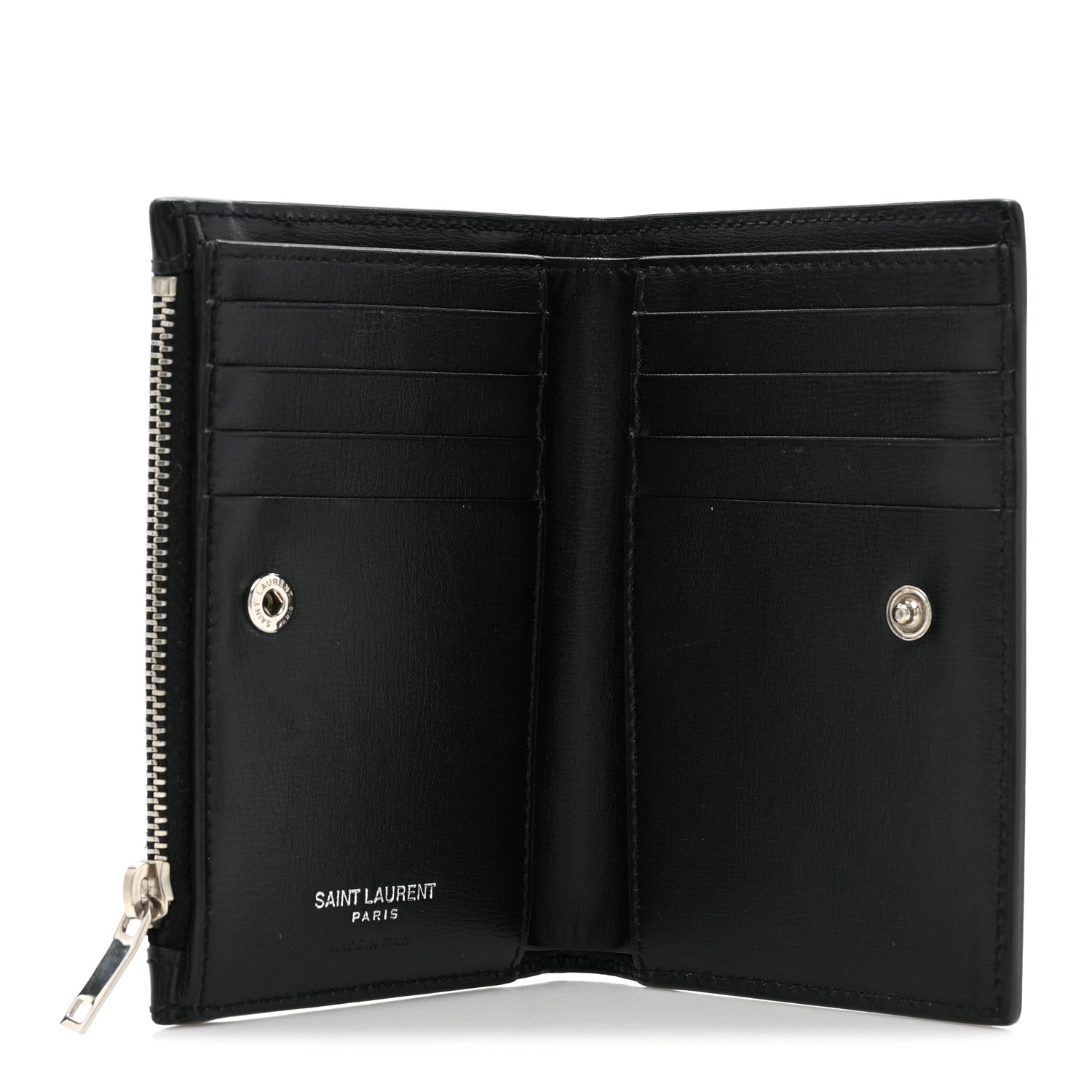 Saint Laurent Calfskin Monogram Bi Fold Zipped Wallet Black 5 of 12