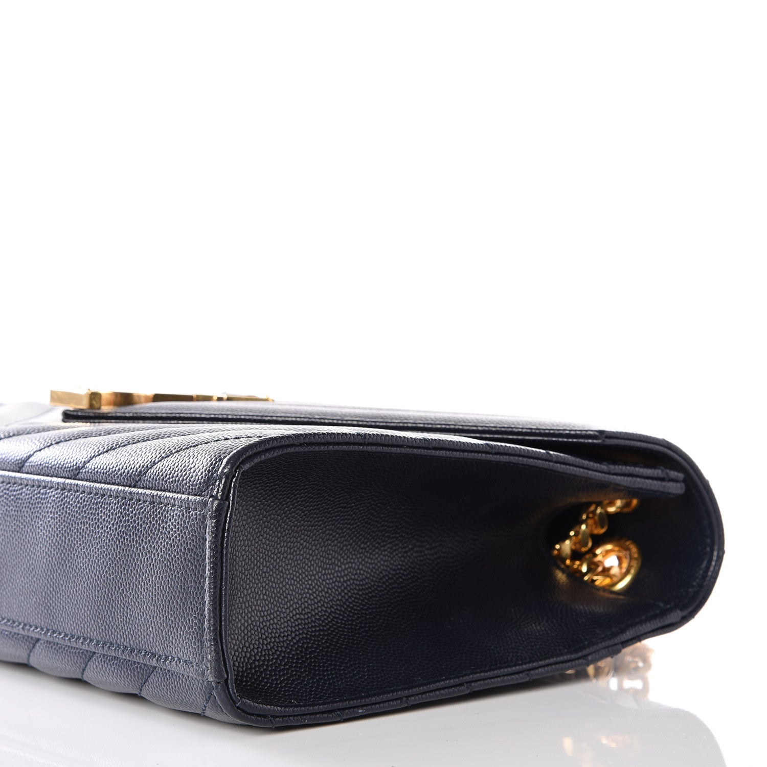 Saint Laurent Grain De Poudre Matelasse Chevron Medium Monogram Satchel Midnight Blue 7 of 10
