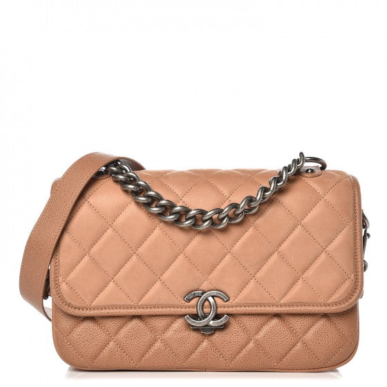 Chanel Caviar Iridescent Calfskin Quilted Medium Daily Carry Messenger Brown 10 of 19