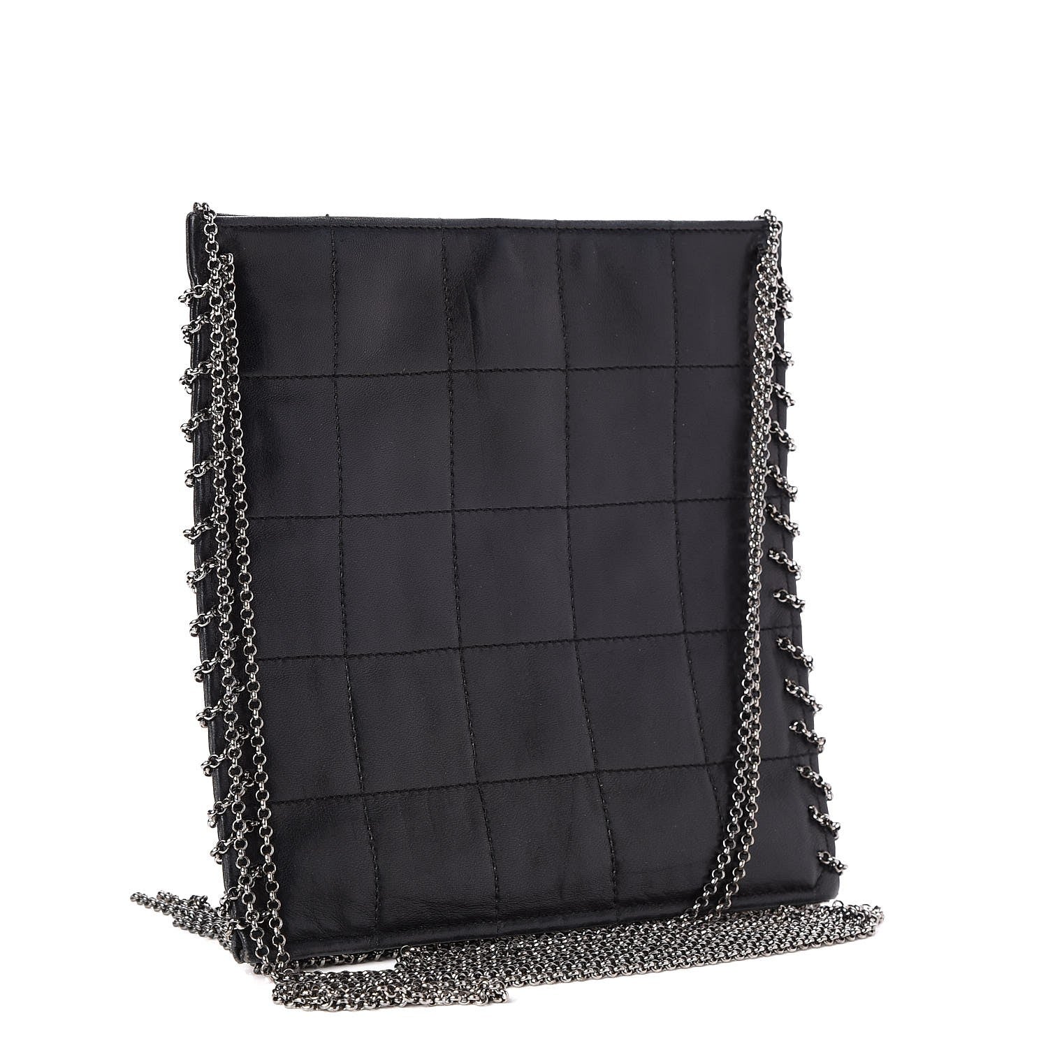 Chanel Lambskin Square Stitched Chain Fringe Crossbody Black 4 of 7