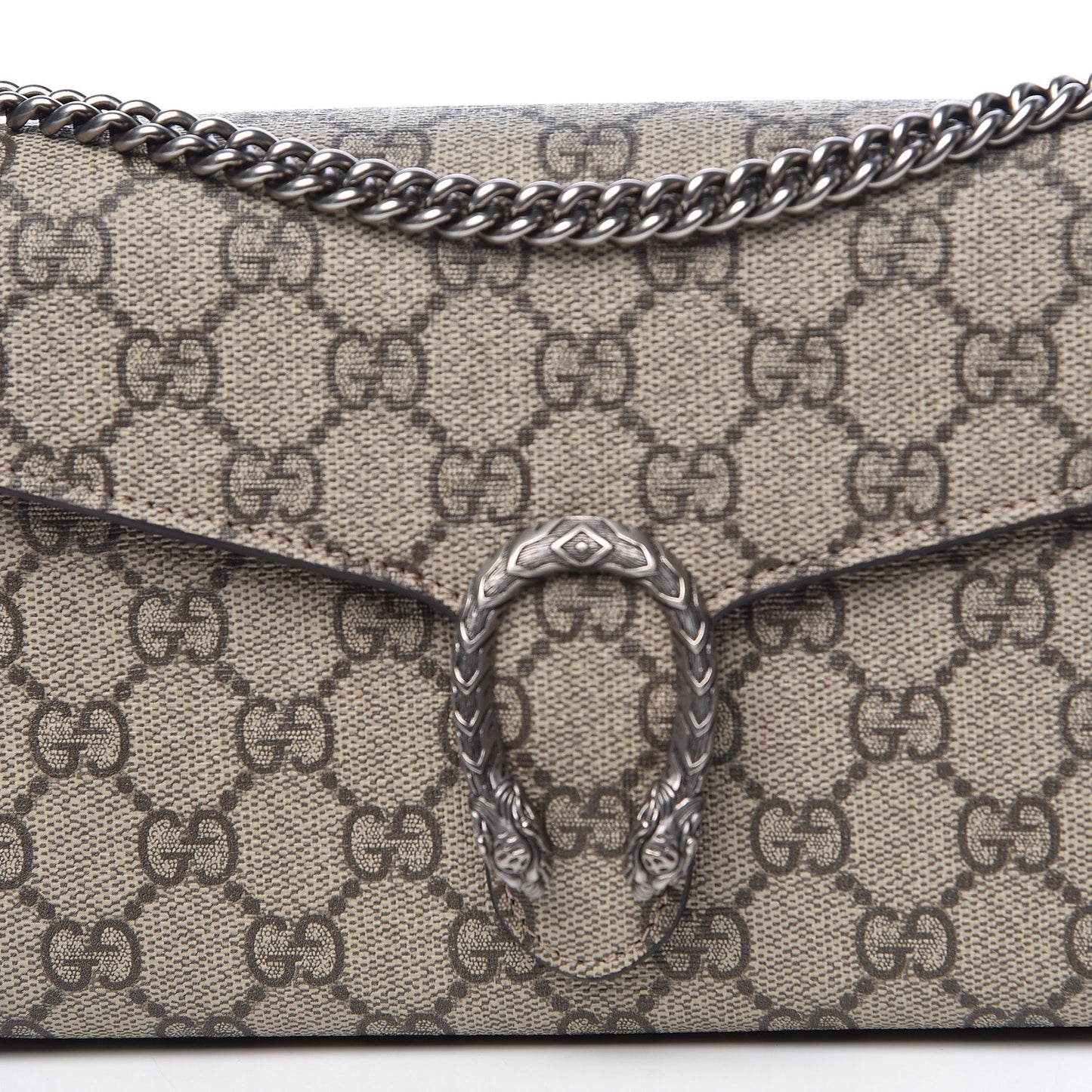 GG Supreme Monogram Mini Dionysus Chain Wallet Beige Vulcanic Red