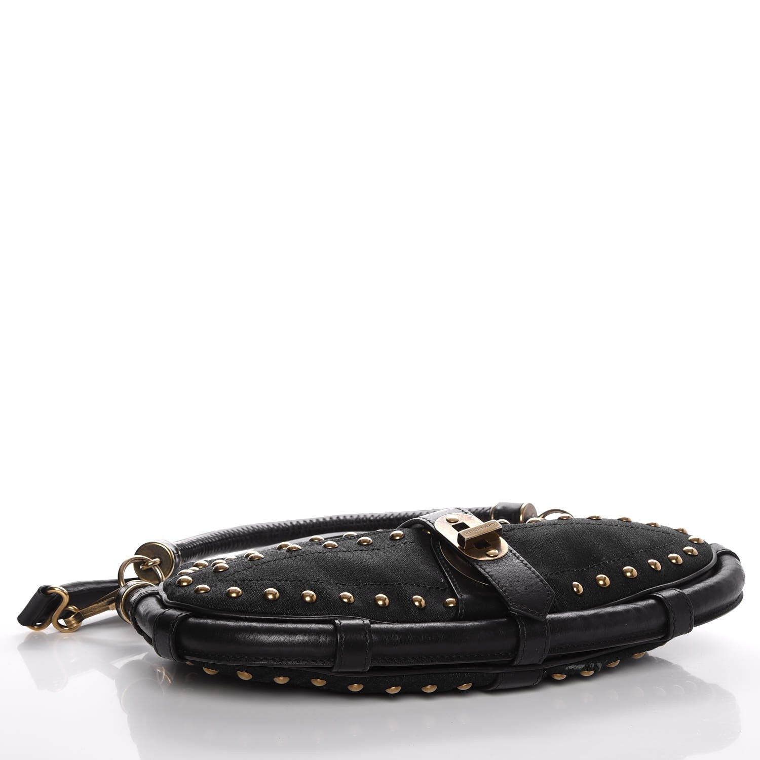 Burberry Denim Studded Shoulder Bag Navy Blue 5 of 10