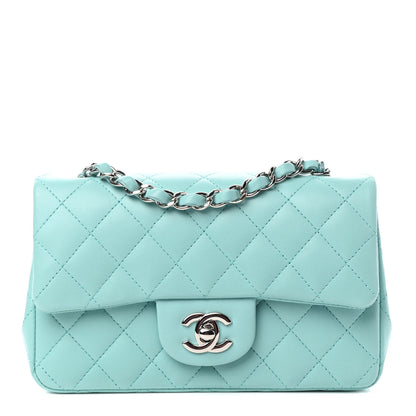 Chanel Lambskin Quilted Mini Rectangular Flap Light Blue 1 of 11