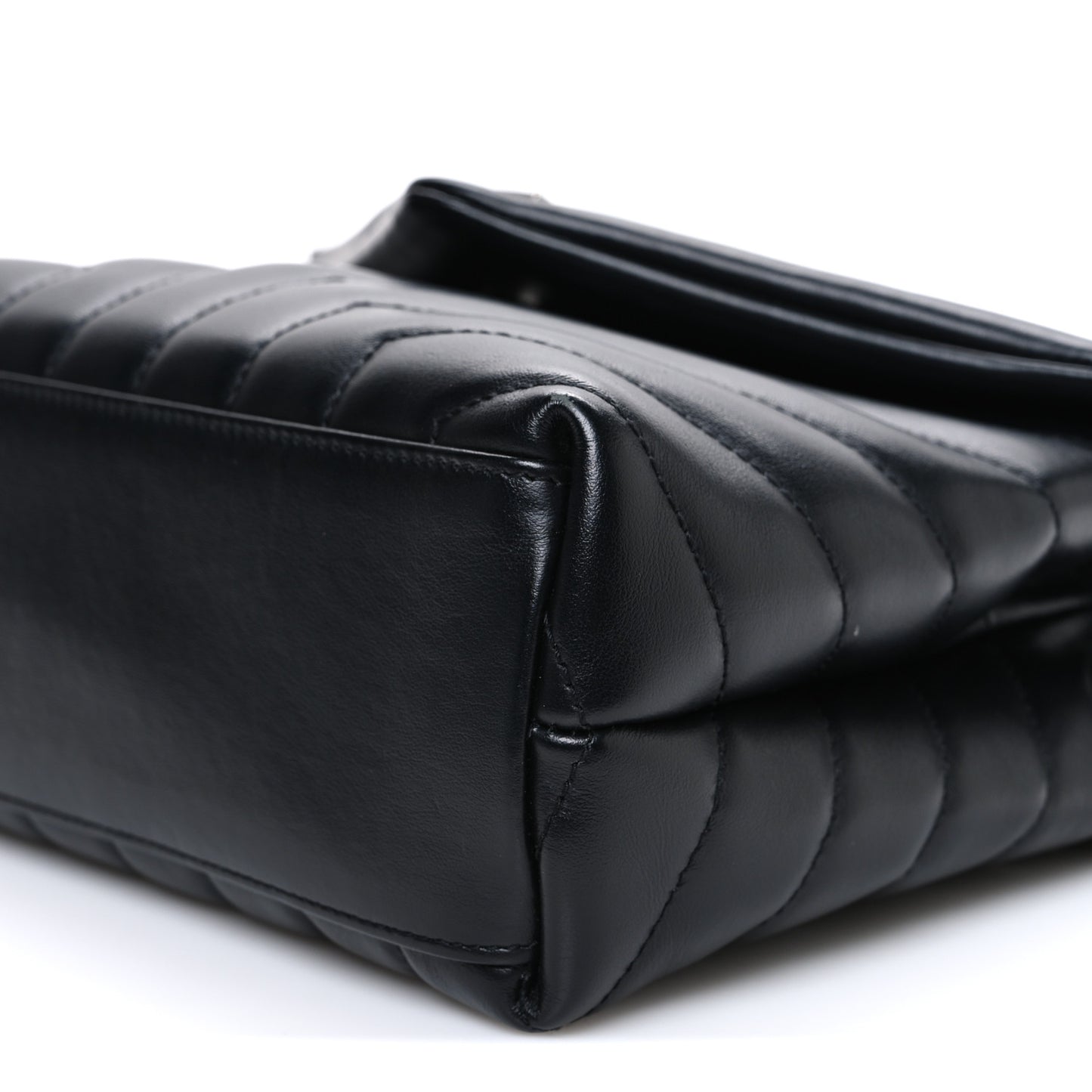 Calfskin Y Quilted Monogram Small Loulou Chain Satchel Black