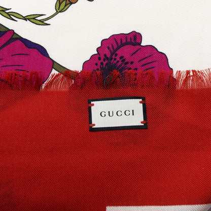 Gucci Silk Flora Gothic Square Scarf Ivory Red 5 of 5