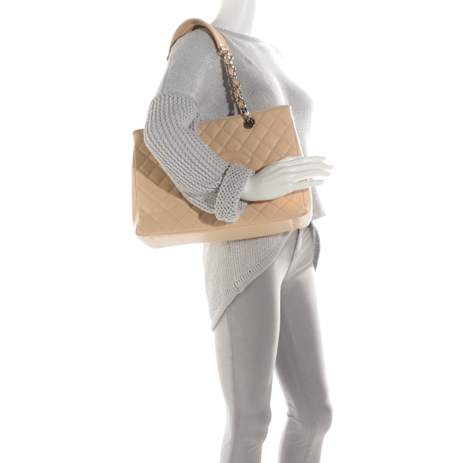 Chanel Caviar Quilted Grand Shopping Tote GST Beige Clair 2 of 7