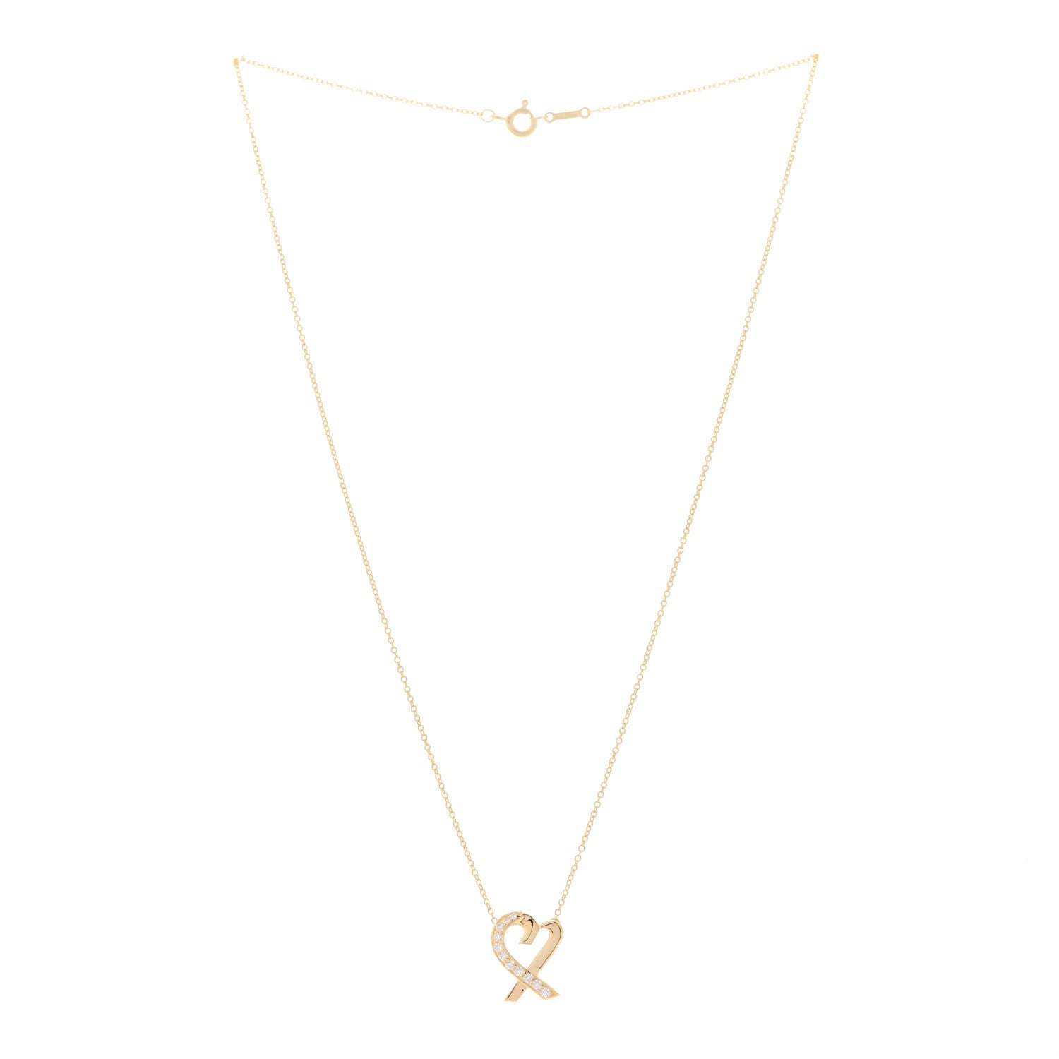 Tiffany 18K Yellow Gold Diamond Small Paloma Picasso Loving Heart Pendant Necklace 3 of 5