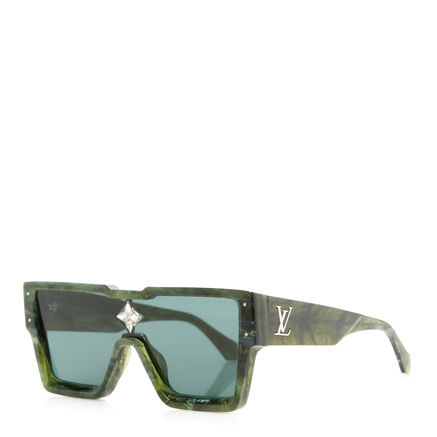 Louis Vuitton Acetate Marble Effect Swarovski Cyclone Sunglasses Z1552W Green 1 of 8