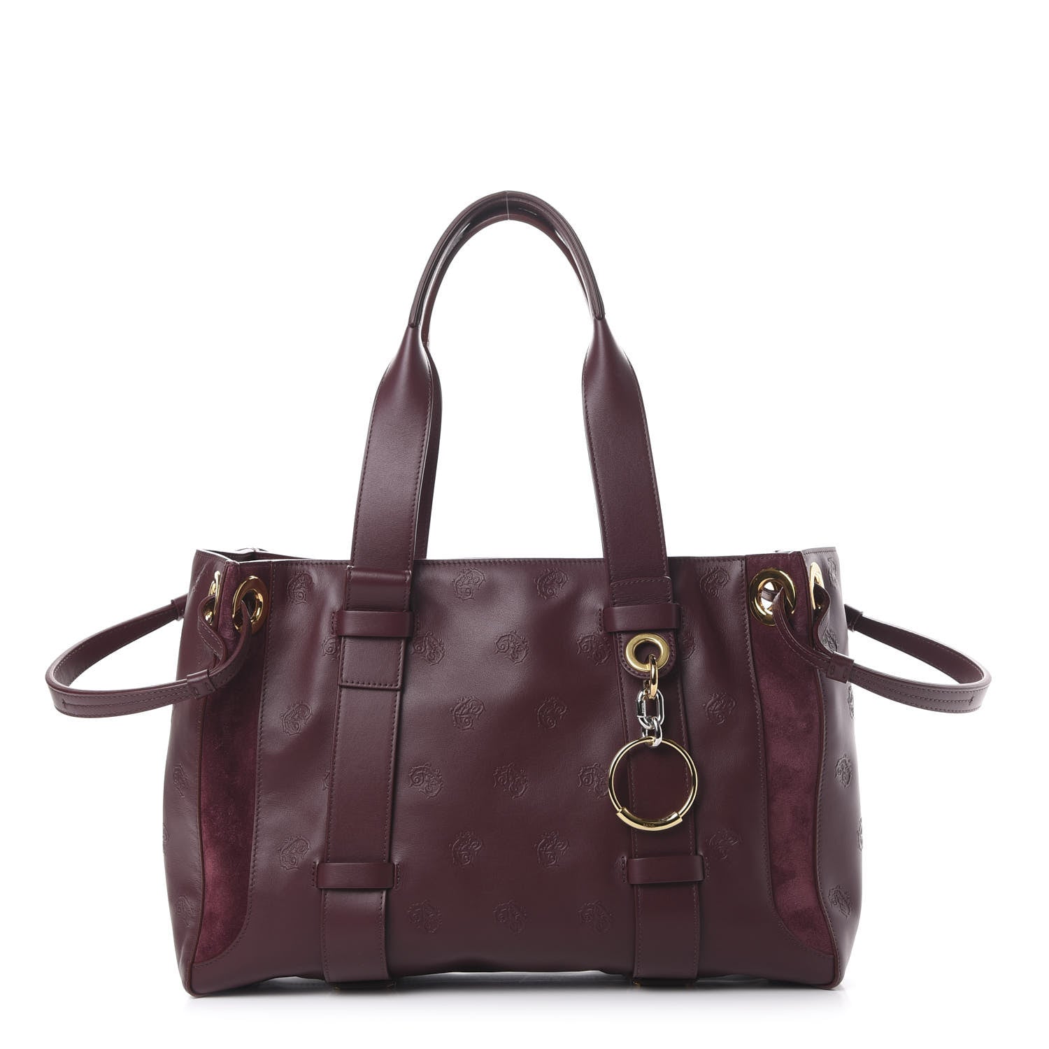 Chloe Smooth Calfskin Embossed Tao Zipped Tote Burnt Brown 1 of 11