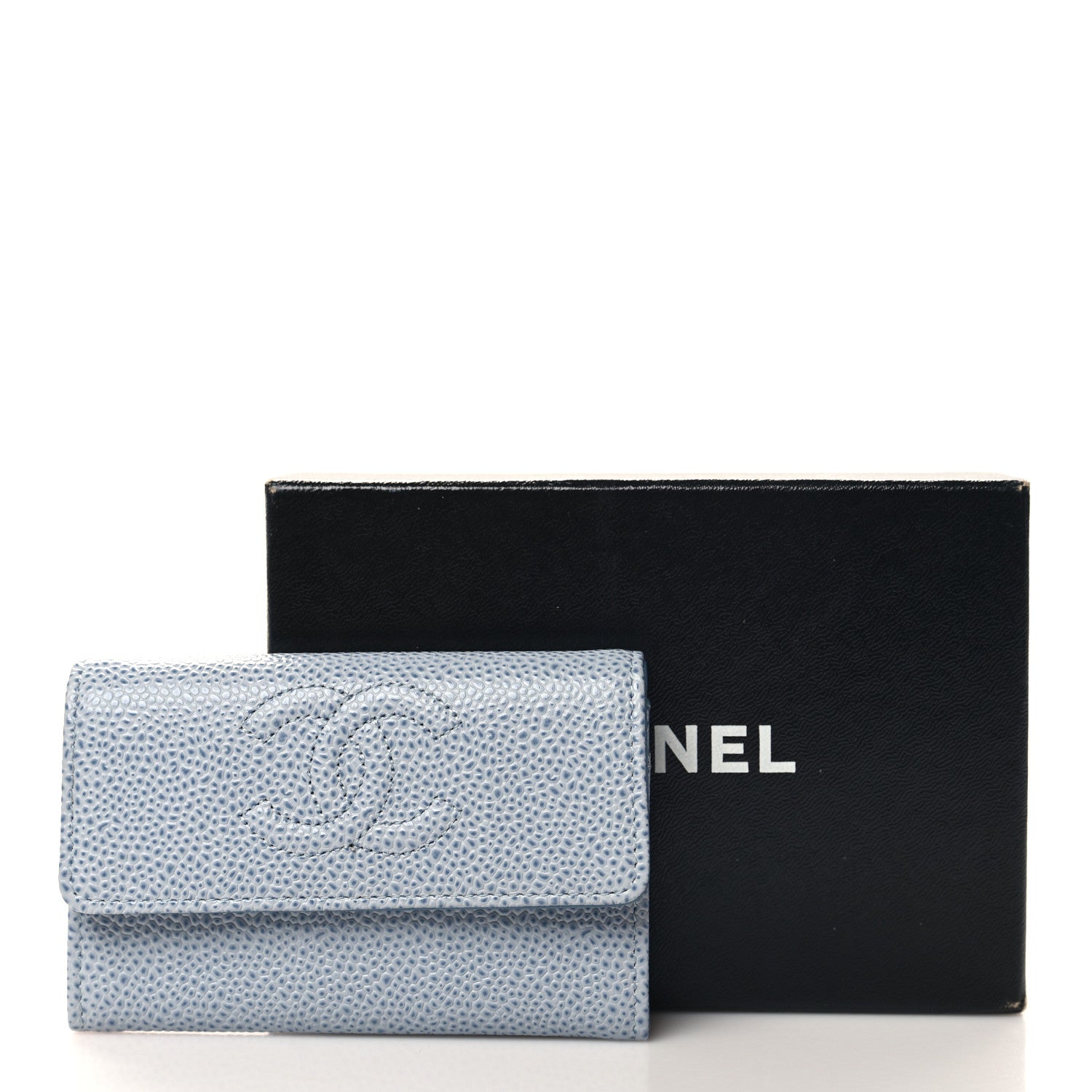 Chanel Caviar Timeless CC Card Holder Light Blue 9 of 9