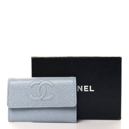Chanel Caviar Timeless CC Card Holder Light Blue 9 of 9