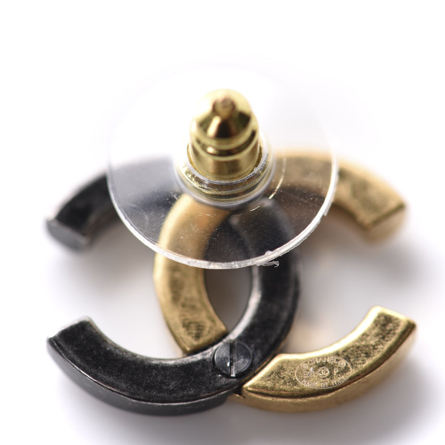 Metal CC Earrings Gold Ruthenium
