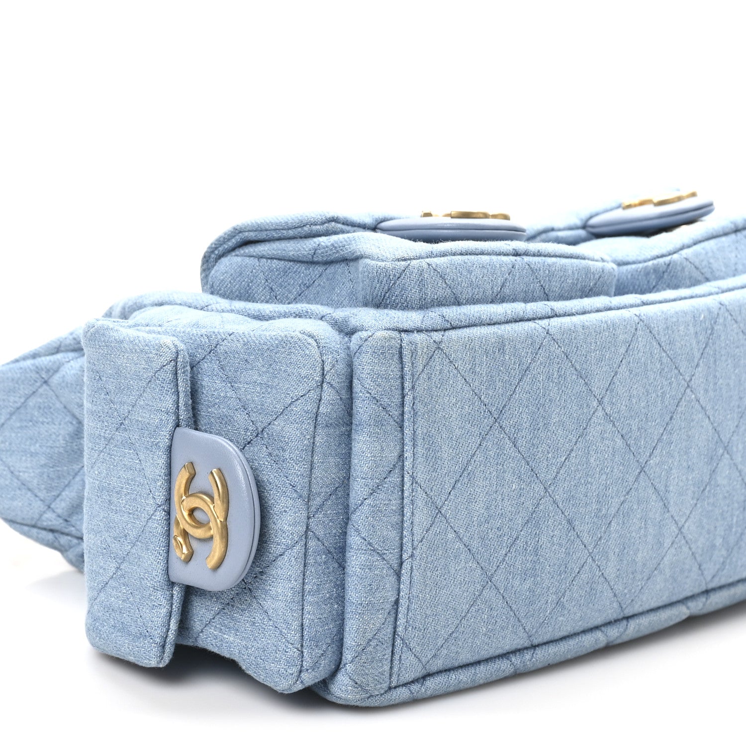 Chanel Washed Denim Quilted Large Trendy Pockets Hobo Blue 9 of 11