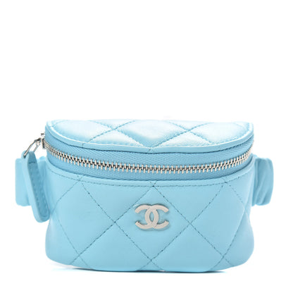 Chanel Lambskin Quilted Arm Coin Purse Neon Blue 1 of 8
