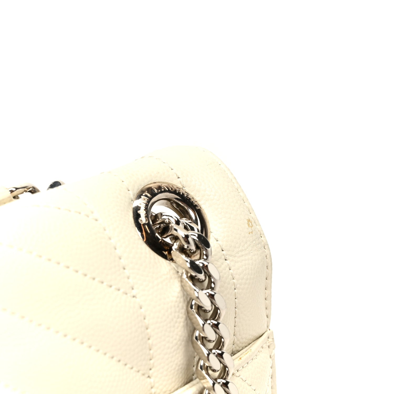 Saint Laurent Grain De Poudre Textured Mixed Matelasse Large Triquilt Monogram Satchel Porcellana 13 of 15