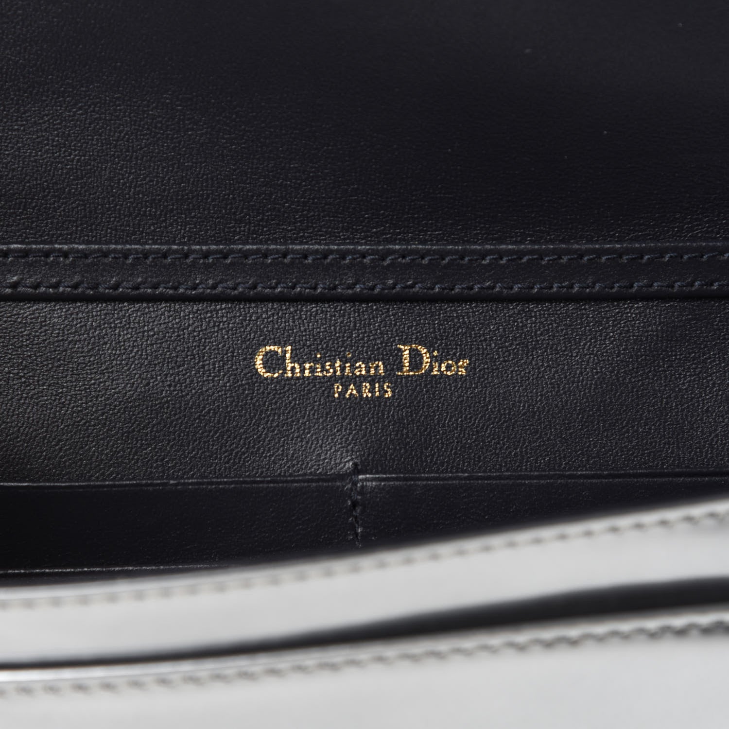 Christian Dior Metallic Patent Micro-Cannage Diorama Wallet on Chain Pouch Silver 8 of 10