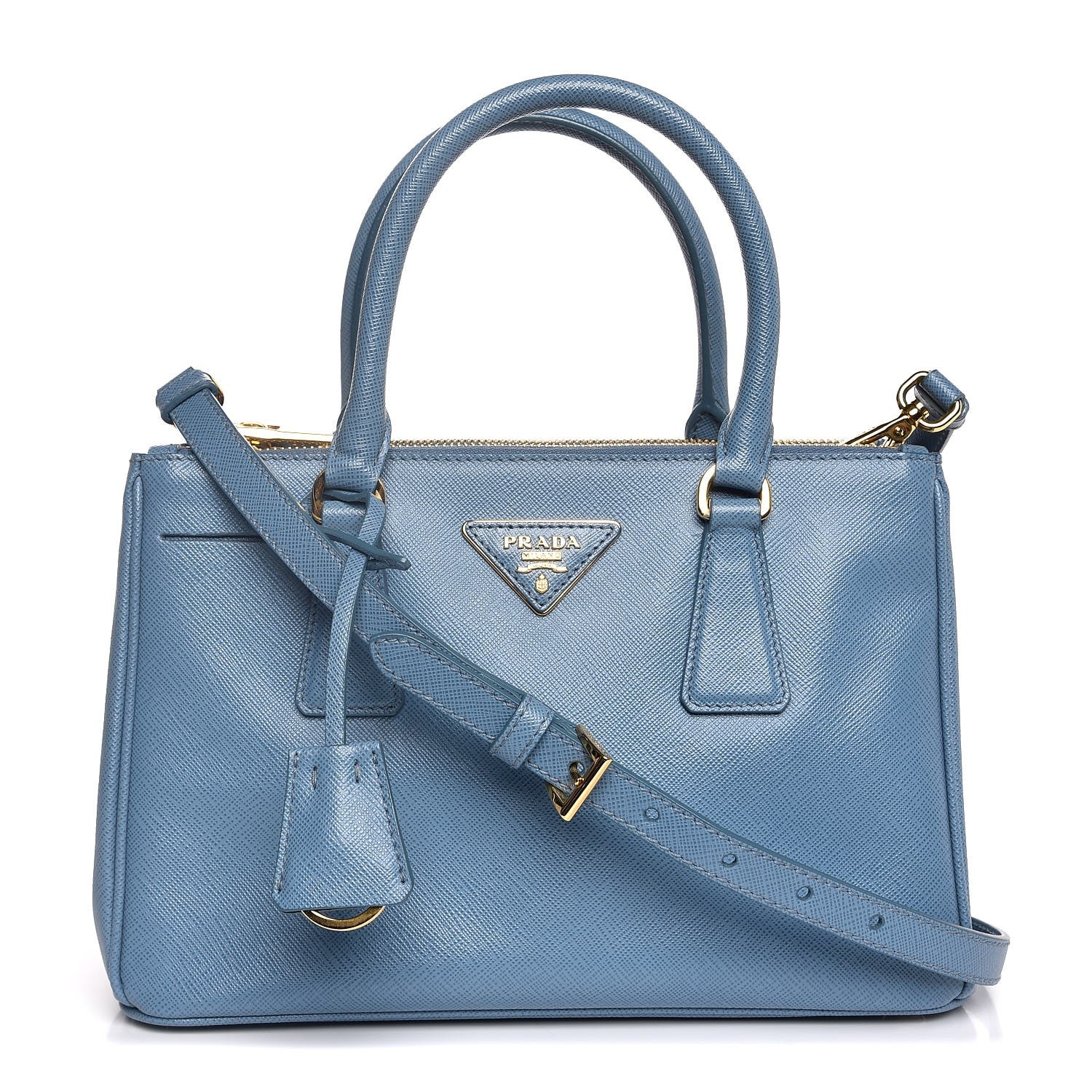 Prada Saffiano Galleria Mini Double Zip Tote Aviazione 1 of 8